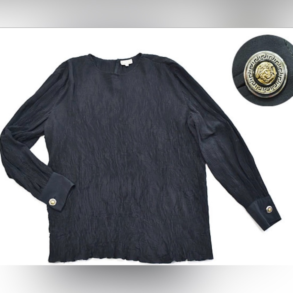 Vintage Gianni Versace Long Sleeve Crinkle Blouse, Unisex